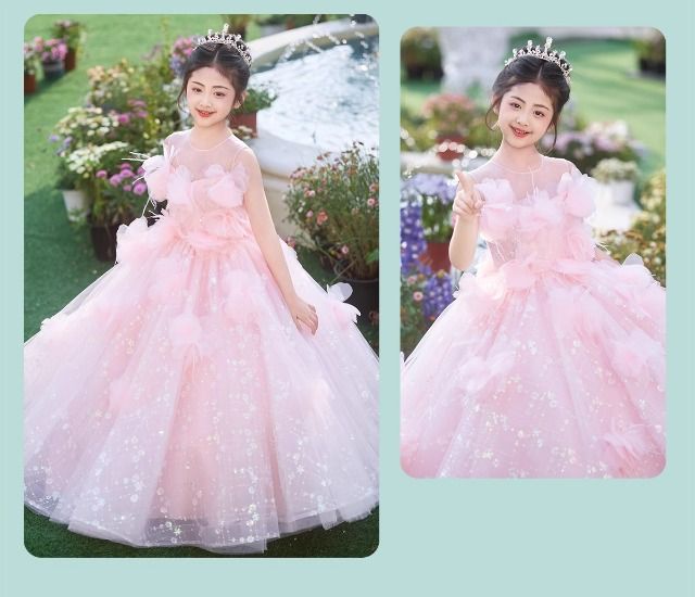 Abito da principessa rosa per bambina - Elegante abito formale per compleanni ed eventi speciali Tendenze moda più vendute_voghion.com