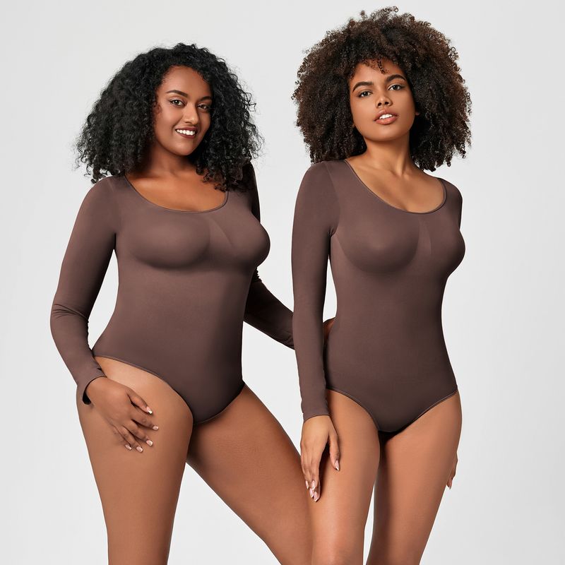 Body moldeador sin costuras para mujer: control de abdomen, realce de glúteos y adelgazamiento corporal completo con mangas largas, apto para tallas grandes._voghion.com