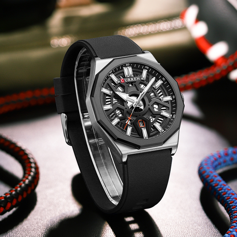 CURREN Orologio da uomo di marca superiore di moda Casual Sport Gel di silice Orologi da polso al quarzo impermeabili per uomo Lancette con data automatica Cl_voghion.com