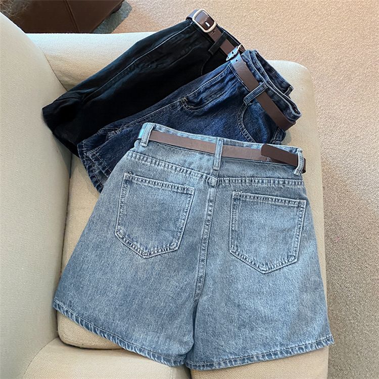 Roupas femininas Shorts jeans para mulheres Verão Novo estilo Tendência Ins Internet Celebridade Cintura alta Simples Fino Solto Perna larga Todos combinam A Linha Calças quentes_voghion.com