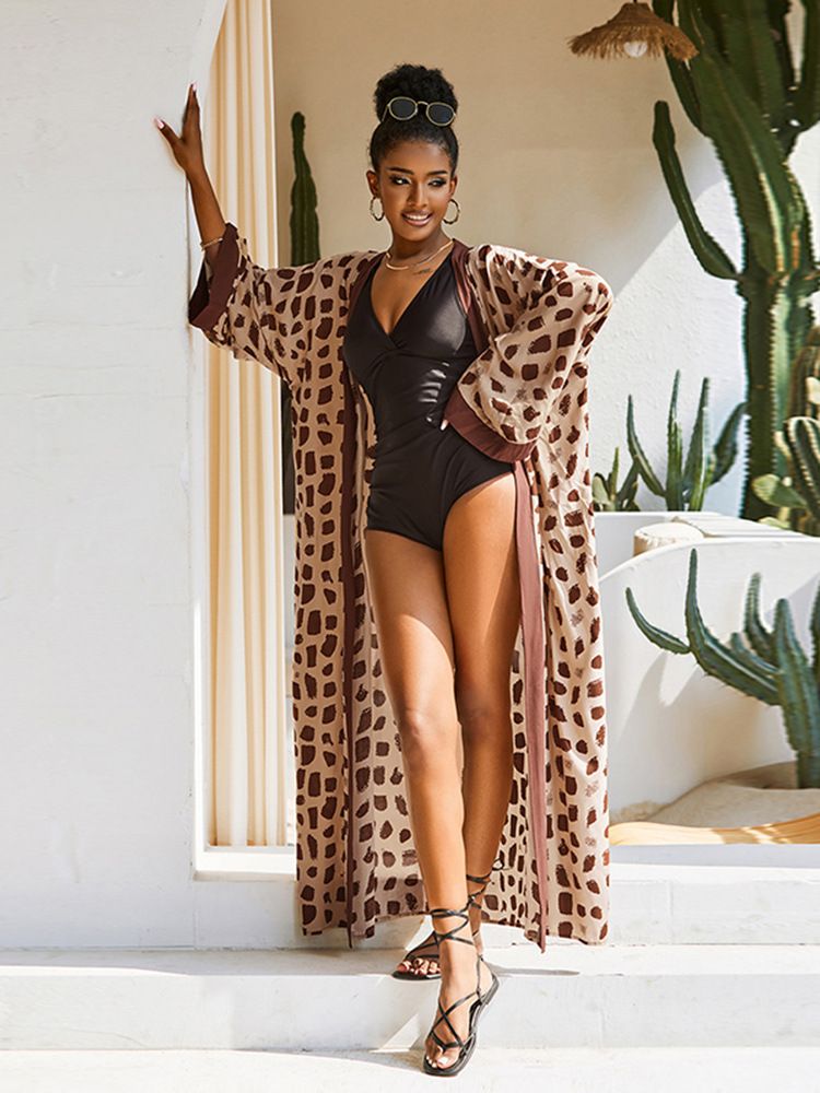 Vêtements pour femmes en coton imprimé plage cache-maillot crème solaire pour femmes rayonne imprimé plage cache-maillot long kimono protection solaire maillots de bain enveloppement pour les vacances_voghion.com