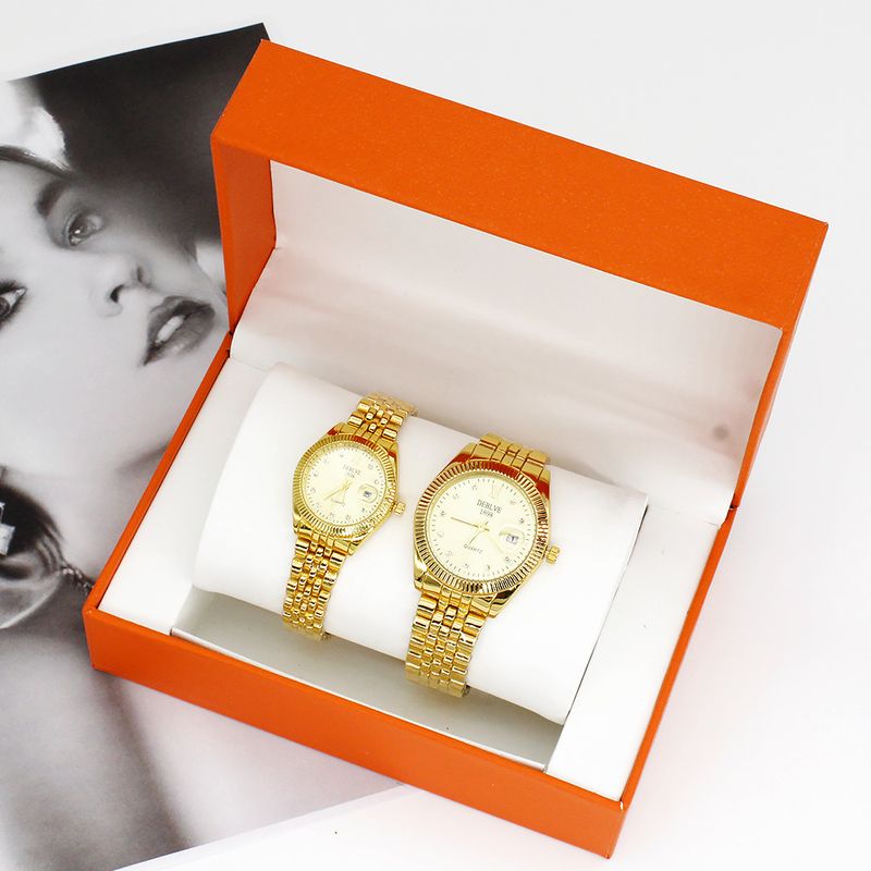 Couple watch one man one woman gold watch set fashion quartz watch non-mechanical watch Couples wristwatch_voghion.com
