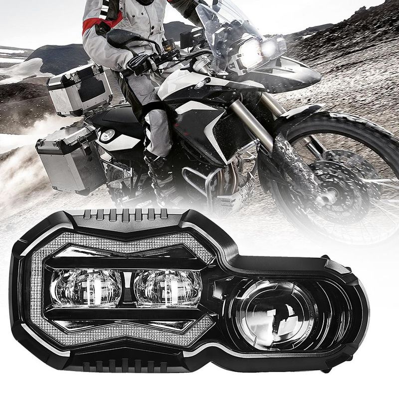 65W LED-Scheinwerfer mit DRL High/Low Halo-Beleuchtung Motorrad-Scheinwerfer für BMW F650GS F700GS F800GS F800R 2006-2018, eingebautes EMC DOT_voghion.com