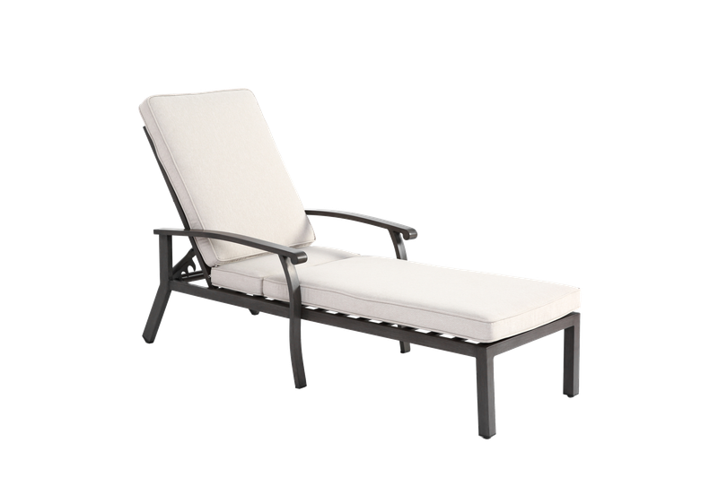Chaise longue de patio avec coussin en coton, chaise longue inclinable réglable en aluminium antirouille pour piscine, coussin beige imperméable_voghion.com