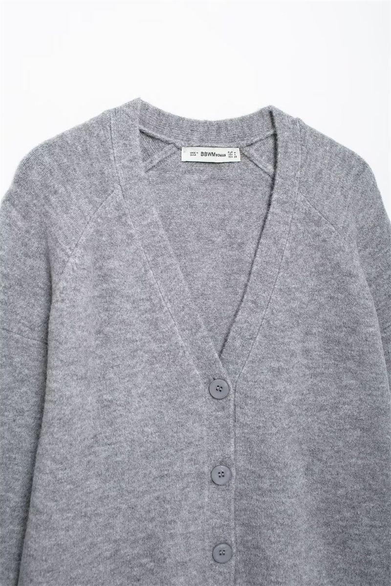 Abbigliamento donna autunno e inverno 2024 nuova moda scollo a V manica lunga morbida giacca in maglia_voghion.com