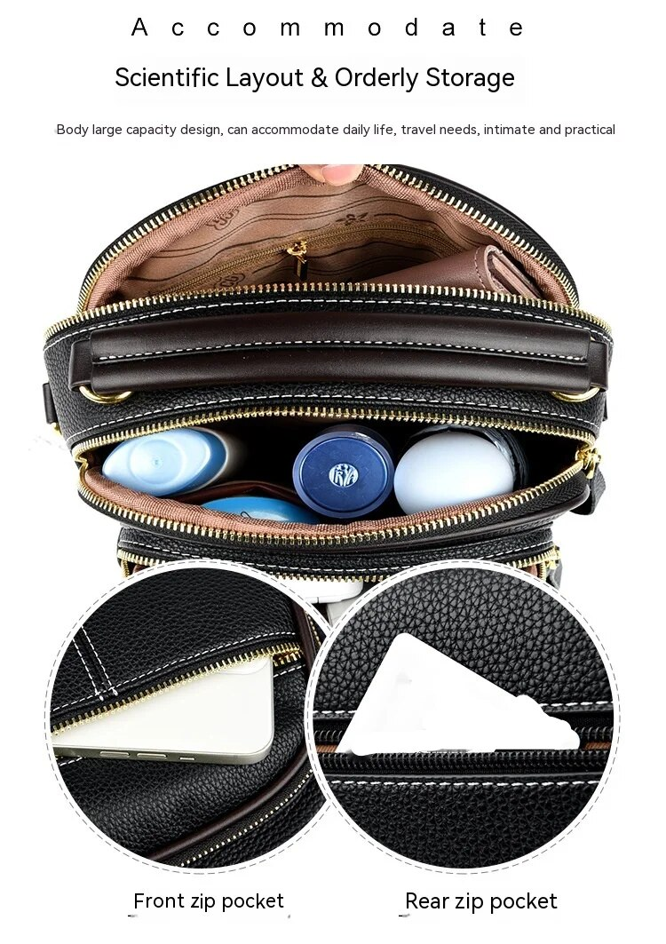 Soft Leather Texture Apple Bag with Multiple Compartments Portable Bag for Women's New High-end and Versatile Soft Leather One Shoulder Crossbody Bag_voghion.com