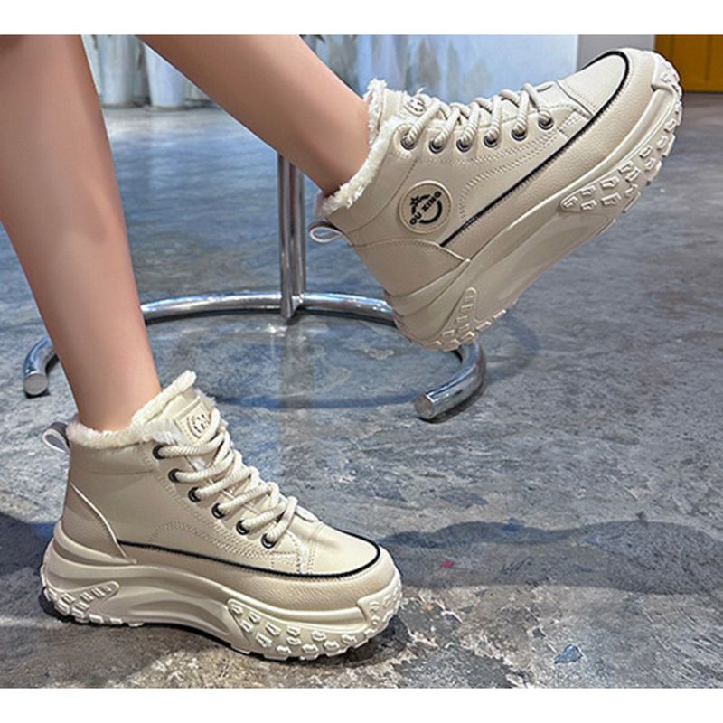 Stivali da neve da donna nuovi, spessi, in velluto, caldi, in cotone, scarpe alte, piccole, bianche_voghion.com
