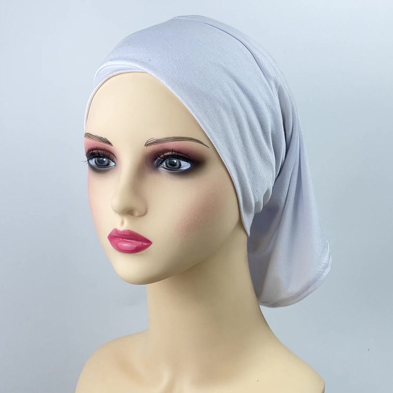Dame hijab ensfarget bunnhatt komfortabel pustende hatt modal bomull panne kryss toveis turbanhatt_voghion.com