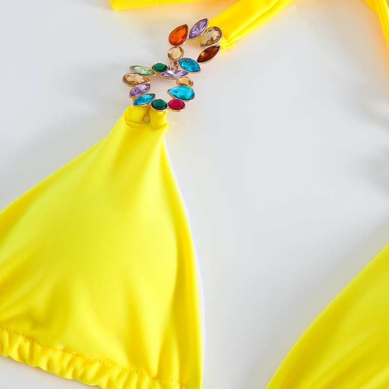Maillot de bain trois pièces en maille, jupe longue, couleur unie, diamant brillant, nouveau style, vêtements pour femmes _voghion.com