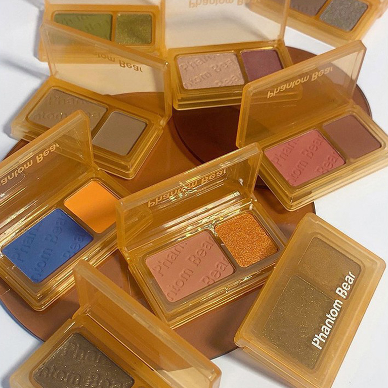 Ombretto Neon Nude Palette Ombretto bicolore perlescente Shimmer Glitter Green Earth Color Eye Shadow_voghion.com