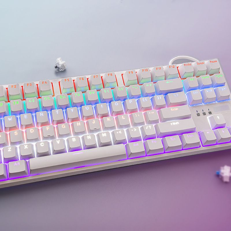Clavier de jeu personnalisé, touche Spirit Key H87, clavier mécanique filaire, échange à chaud, manche vert et noir_voghion.com