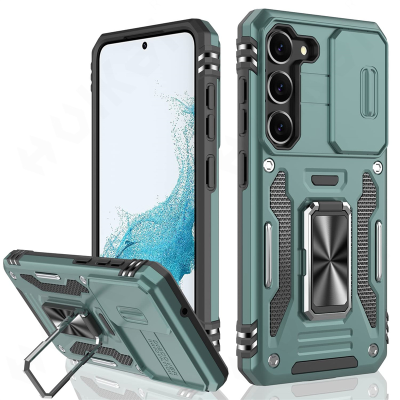 Funda para Samsung S23, S22, S21, S20 Ultra Plus FE, A54, A14, A34, A53, A13, A23, A33, 4G y 5G con soporte de anillo y soporte deslizante para cámara._voghion.com