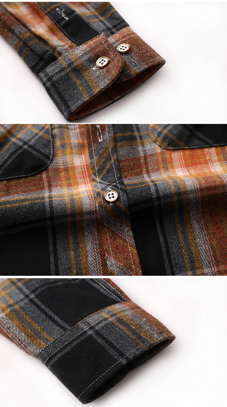 Men's Shirt Double Pocket Plaid Handsome Youth Long-sleeved Shirt Trendy_voghion.com