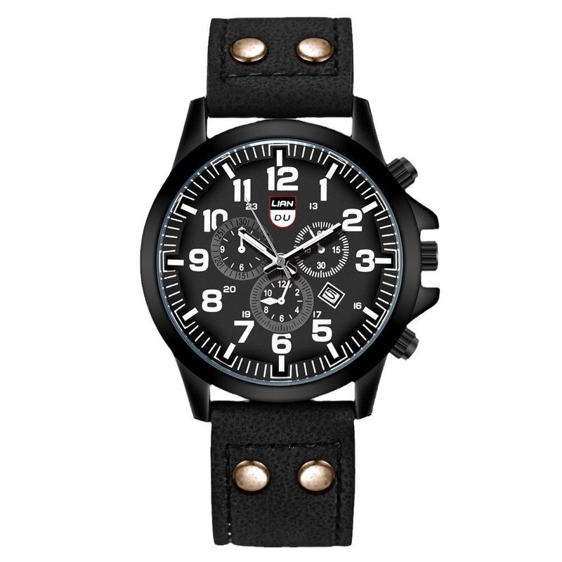 Orologio al quarzo da uomo Three Eyes Business Fashion Trend con cinturino e bracciale, set da 5 pezzi_voghion.com