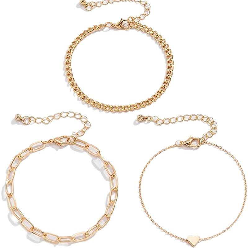 Braccialetto bohémien multistrato regolabile con catena a forma di cuore, stile punk a forma di serpente e osso, con personalità mista_voghion.com