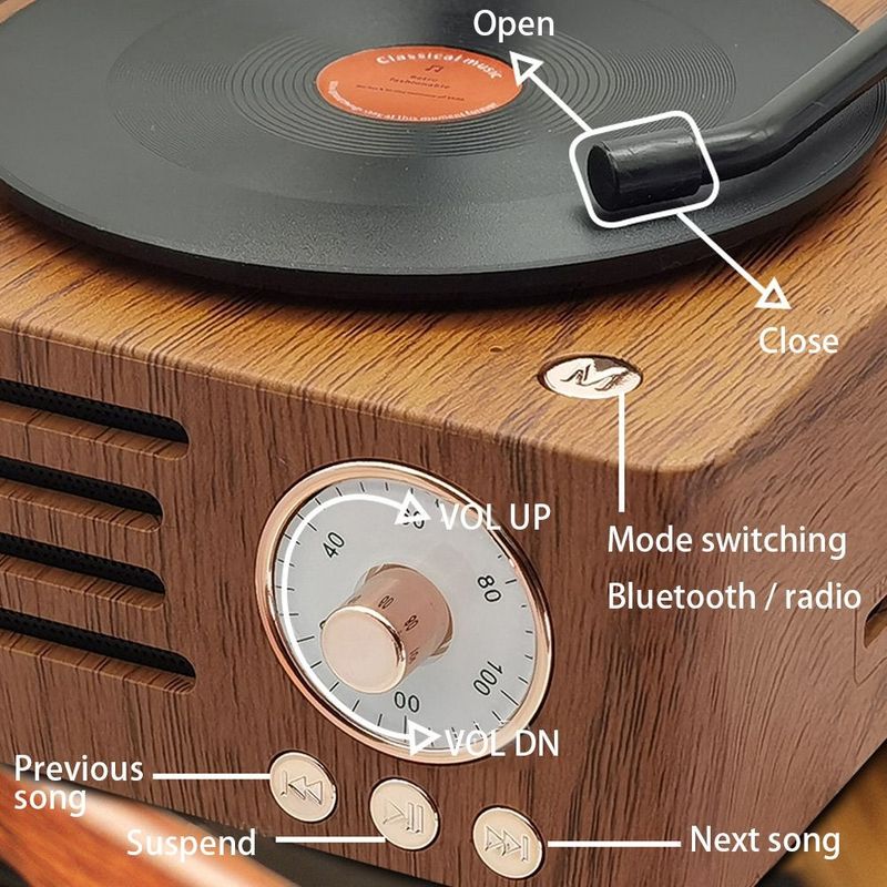 T15 Vinyl Atomic Bluetooth Retro Wireless Audio Desktop Speaker_voghion.com