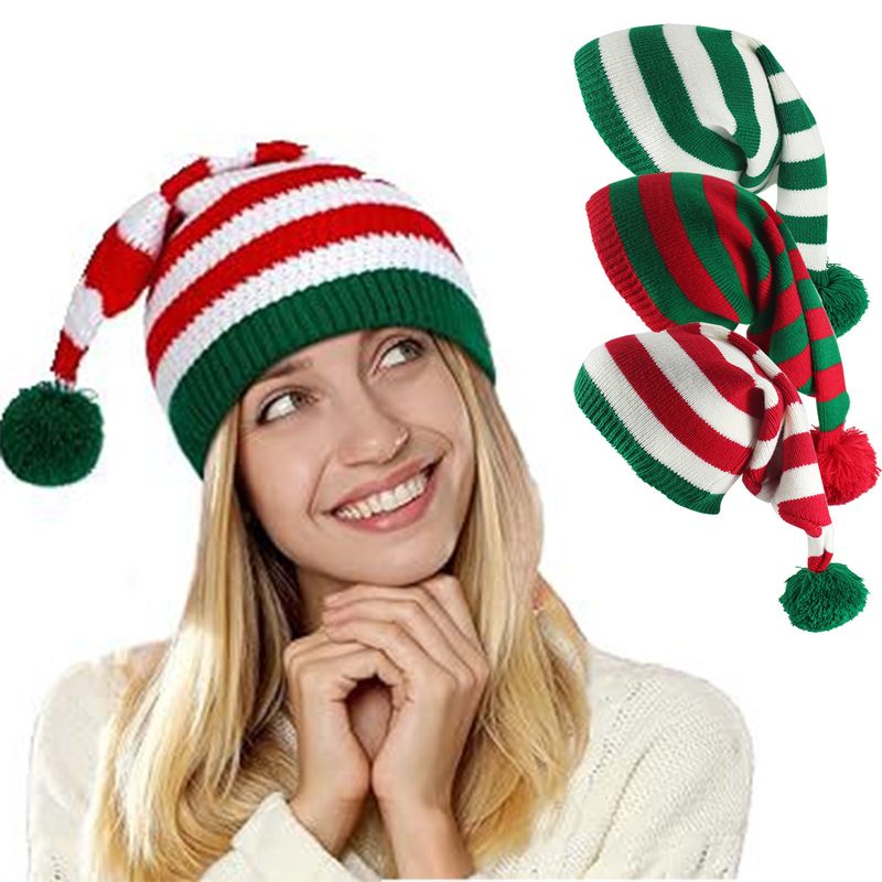 Nieuwe herfst winter kerst heren dames gebreide mutsen, Kerstman rood en wit gestreepte mutsen verkopen goed_voghion.com