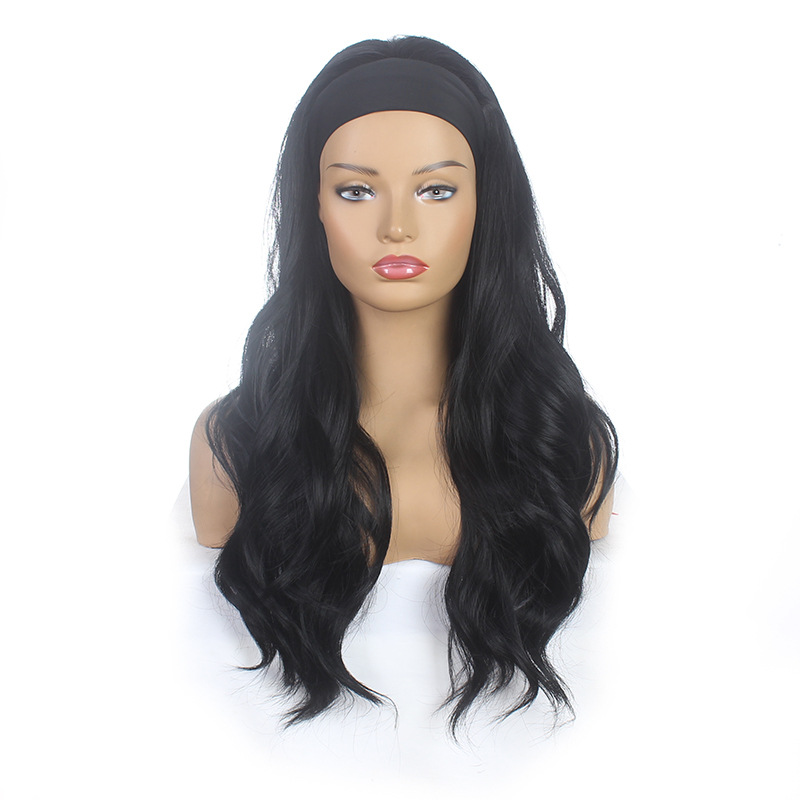 Synthetic Women's Curly Long Straight Hair, Synthetic Fiber Hair Band Wig Cover, New Customized Headband_voghion.com