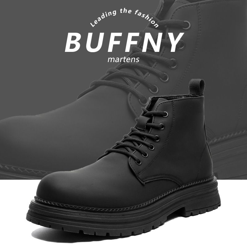 Martin Boots Men's Legs Thin Inner Height Increase Thick Sole Fashion Boots Height Increase Tide Shoes_voghion.com