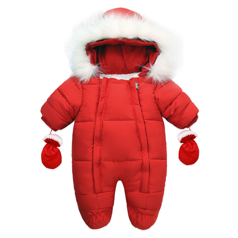 Babykleidung Pelzkragen Kleidung Krabbelanzug Kinder dicker warmer Baby-Einteiler_voghion.com