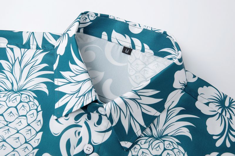 Camicia a maniche corte da uomo, estiva, con stampa ananas, ampia e ampia a maniche corte_voghion.com