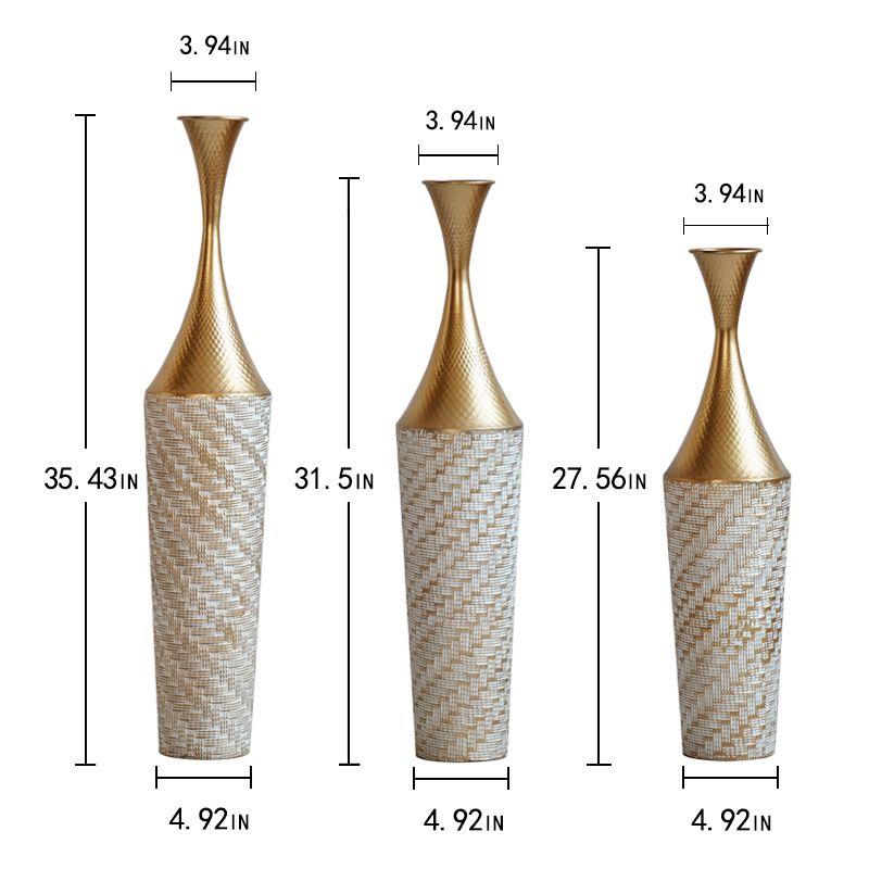 Floor Metal Vase Modern Style Decoration Home Woven Pattern Metal Vase 3-piece Set Gorgeous Home Decoration Large Glazed Metal Vase_voghion.com