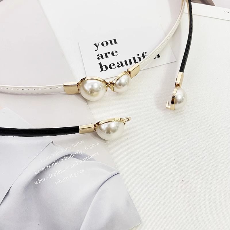 Cintura sottile in pelle verniciata di alta qualità con design di nicchia, versatile per abiti e completi da donna_voghion.com