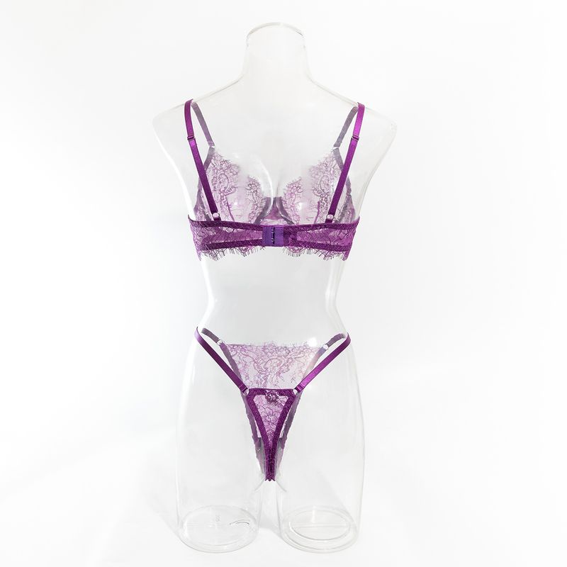 Women's Intimates Big Chest Small Thin Hollow Bra Thong Women's Underwear Set_voghion.com