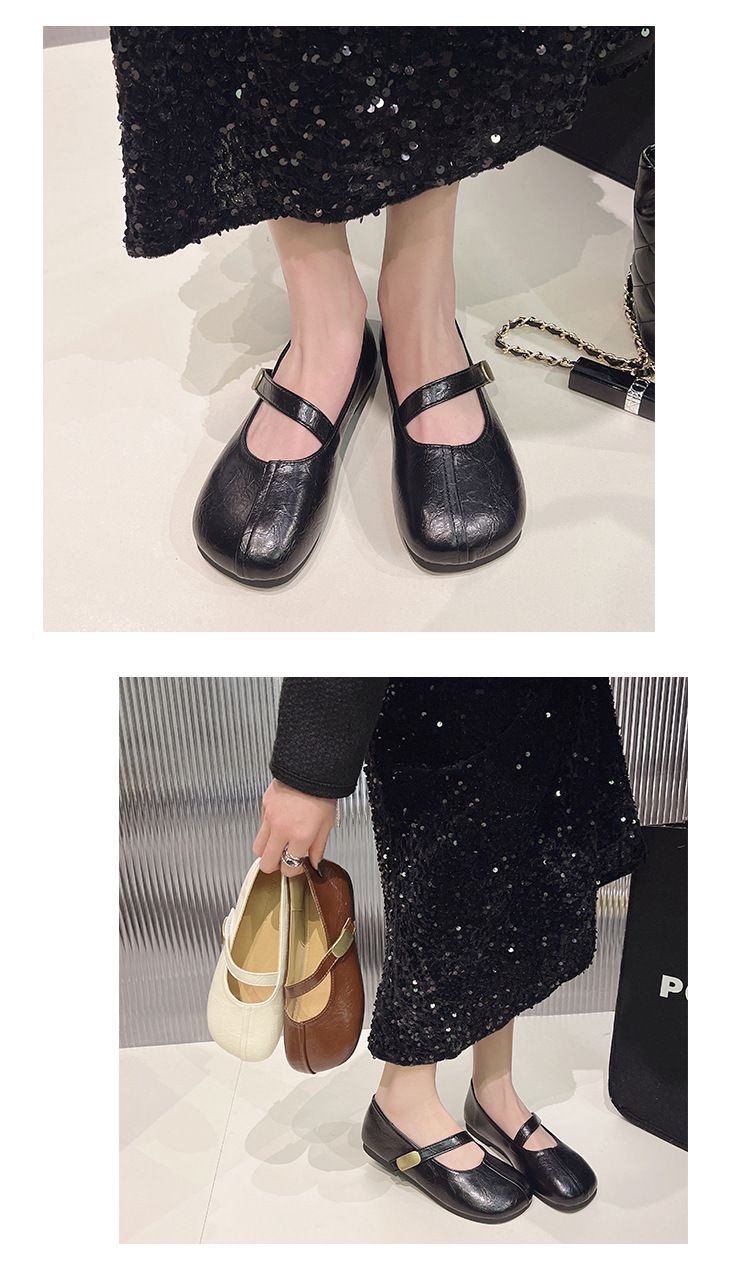 Spring And Autumn Shallow Mouth One Pedal Casual Shoes Doudou Shoes Foreign Trade Women's Shoes Flat Shoes Mary Jane Shoes Single Shoes_voghion.com