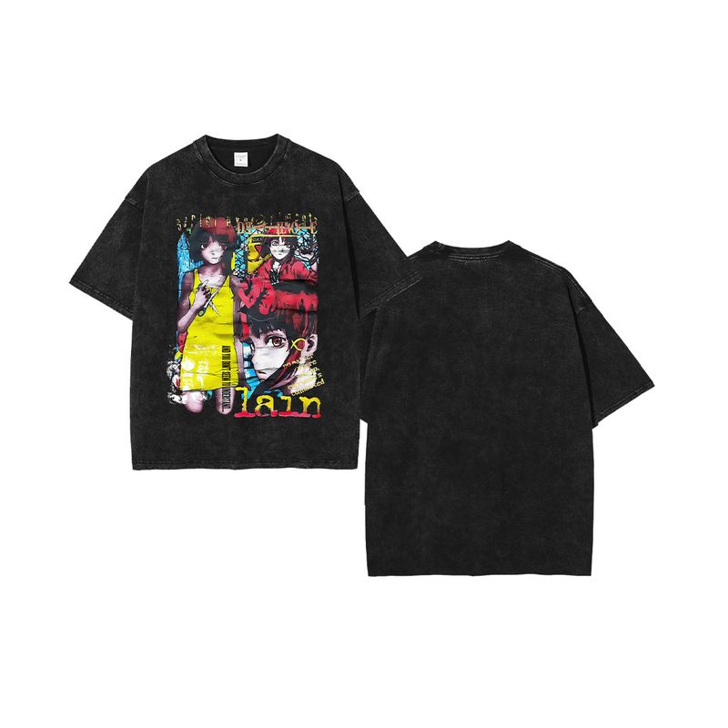 Camiseta masculina de manga curta com estampa de desenho animado americano, linda garota, retrô, antiga, água para lavar, camiseta curta_voghion.com