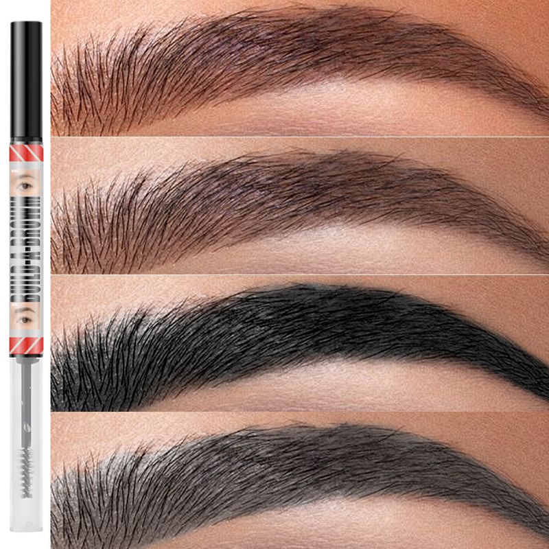 Eyebrow Enhancers Cosmetics LANZHIYUE Double Headed Four Pronged Eyebrow Pencil + Eyebrow Shaping Cream Quick Drying Waterproof Liquid Eyebrow Pencil_voghion.com