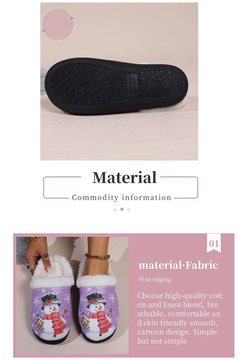 Comode pantofole di peluche per donna e uomo - Pantofole da interno/esterno con fodera in morbido pile e stampa a cartoni animati (nero, rosso, viola)_voghion.com