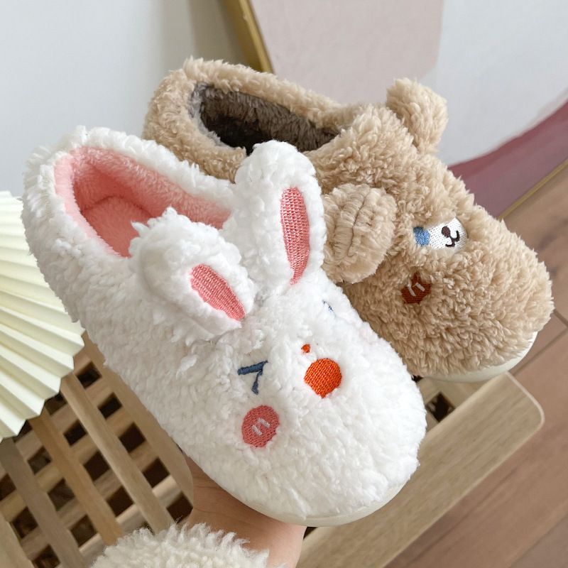 Flauschige Hausschuhe für Damen, Winter, Zuhause, warme Hausschuhe, weich, entzückend, niedlich, Kaninchen, Cartoon, Paar, Baumwollschuhe_voghion.com