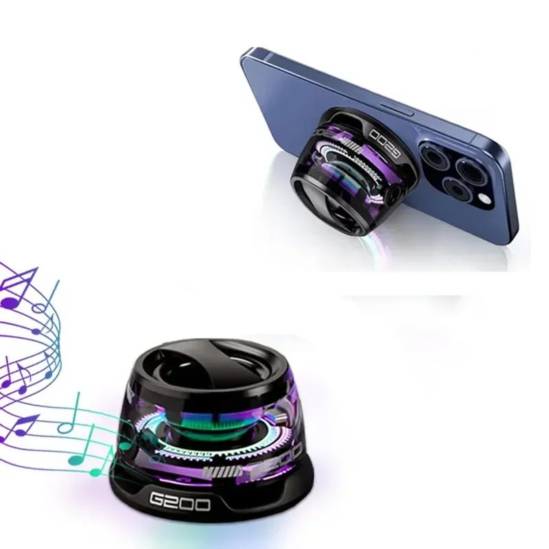 Enceinte magnétique portable Bluetooth G200 RGB avec éclairage, mini enceinte BT5.3, autonomie de 7 heures, support pour téléphone_voghion.com