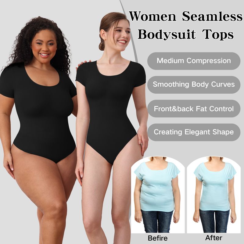 Kısa Kollu Dikişsiz Şekillendirici Bodysuit - Kadınlar İçin Karın Kontrolü ve Kaldırma Etkisi, Nefes Alabilen Zayıflama İç Çamaşırı, Rahat ve Pürüzsüz Kesim_voghion.com