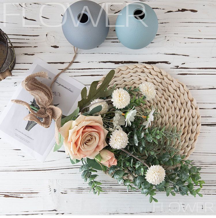 Hjemmedekorasjon Sørlandsk rose Løvetann veggdekorasjon Veggdekorasjon Simulering blomst Håndholdt bukett blomsterveggdekorasjon_voghion.com