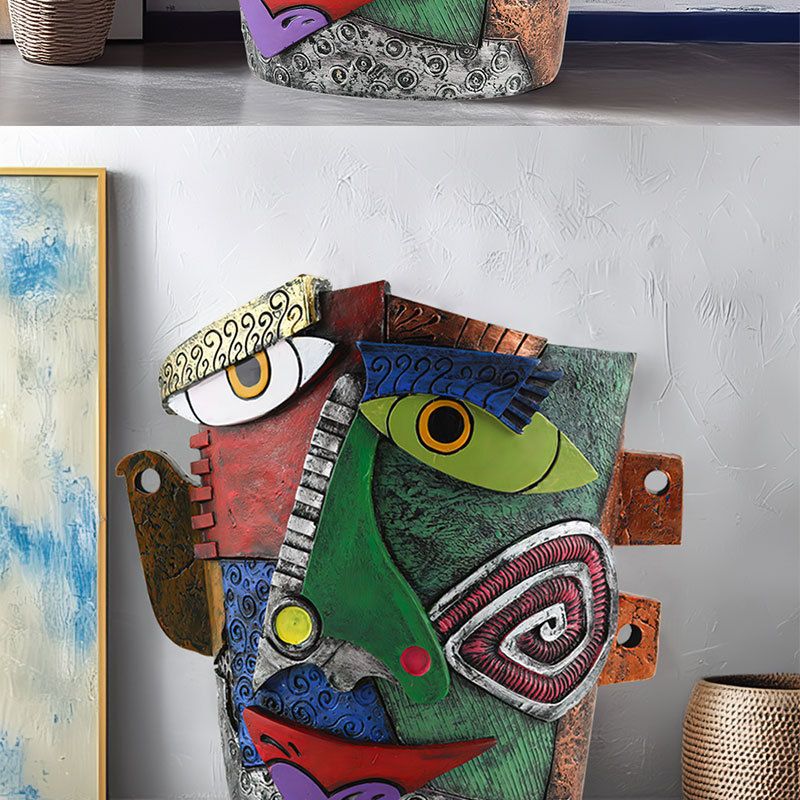 New Creative Face Frowning Abstract Colorful Flower Pot Personalized Resin Craft Courtyard Gardening Home Decoration_voghion.com
