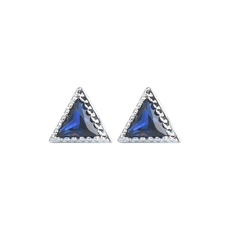 Orecchini a triangolo con zirconi blu da donna e da uomo, gioielli da piercing in argento, non è necessario rimuoverli per dormire, orecchini a bottone_voghion.com