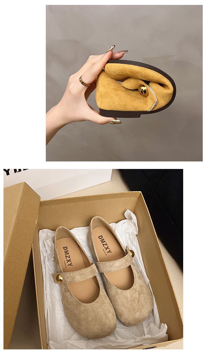 Retro Flachmundschuhe für Damen Frühling mit Rock Weichsohlen Gelb Flache Mary Jane Schöne Schuhe_voghion.com