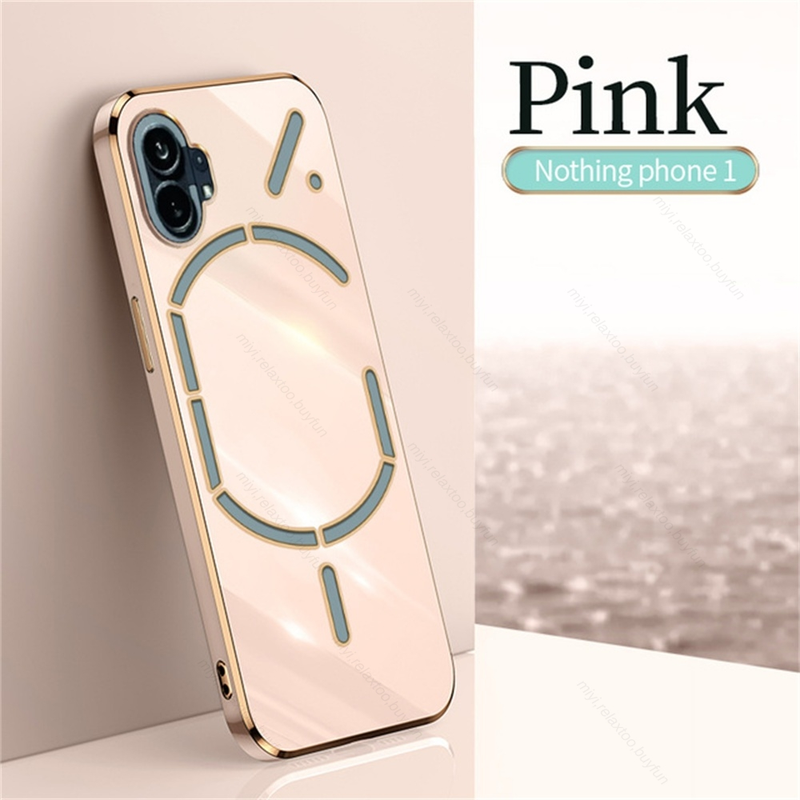 Luxe Vierkante Plating Gouden Frame Schokbestendige Case Voor Niets Telefoon 1 NothingPhone1 5G Camera Bescherm Cover Geen Ding Phon_voghion.com