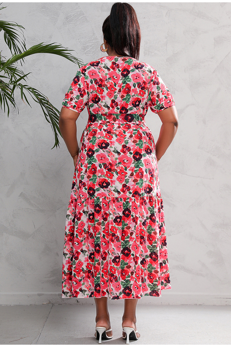Australia Large Size Women's Loose V Neck Dress High Waist Long Skirt Seaside Holiday Style Beach Skirt_voghion.com