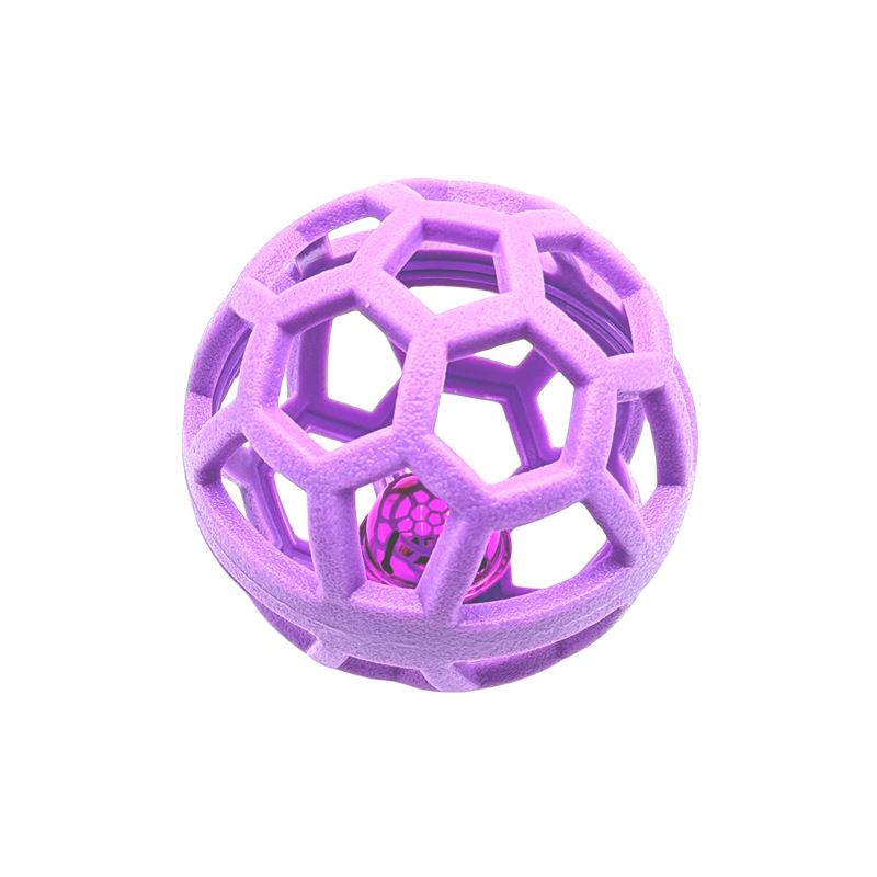 Hollow Out Puppy Cat TPR Rubber Bell Pet Toy Ball_voghion.com
