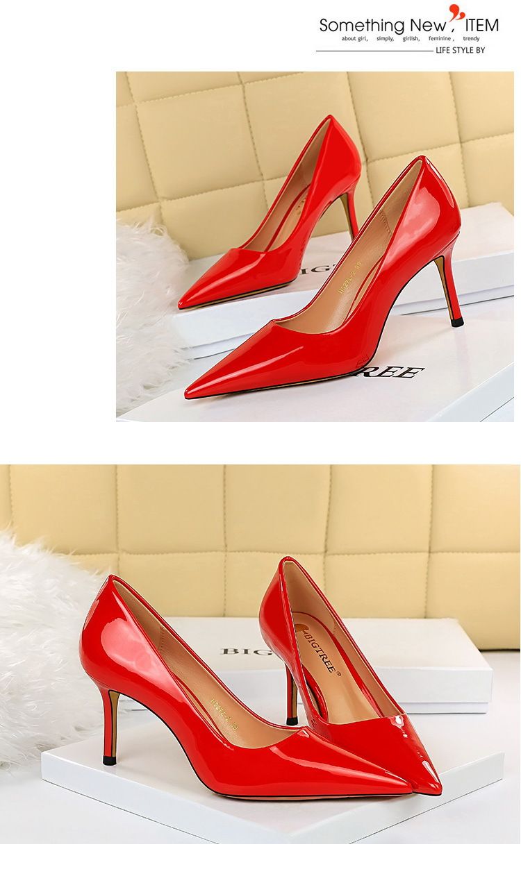 BIGTREE Shoes Glossy Patent Leather Women's Pumps Professional OL High Heels Stiletto Ladies Shoes Plus Size 43 All-match Heels_voghion.com