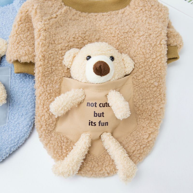 Huisdier hond herfst en winter nieuwe Teddy huisdier kleding, tweebenige jas, 21 rug teddybeer pluche jas_voghion.com