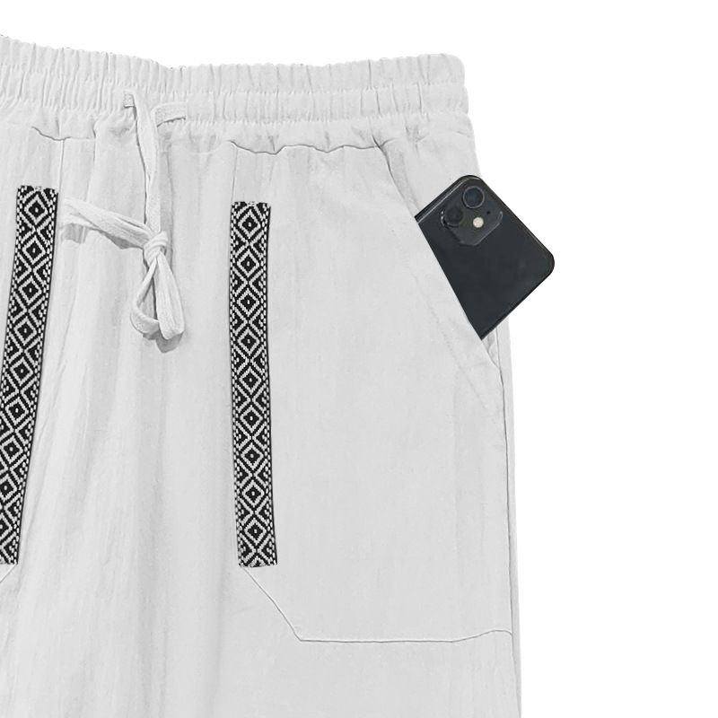 Four Seasons Men's Linen Breathable Bohemian Style Loose Wide-leg Hip-hop Casual Sports Pants_voghion.com