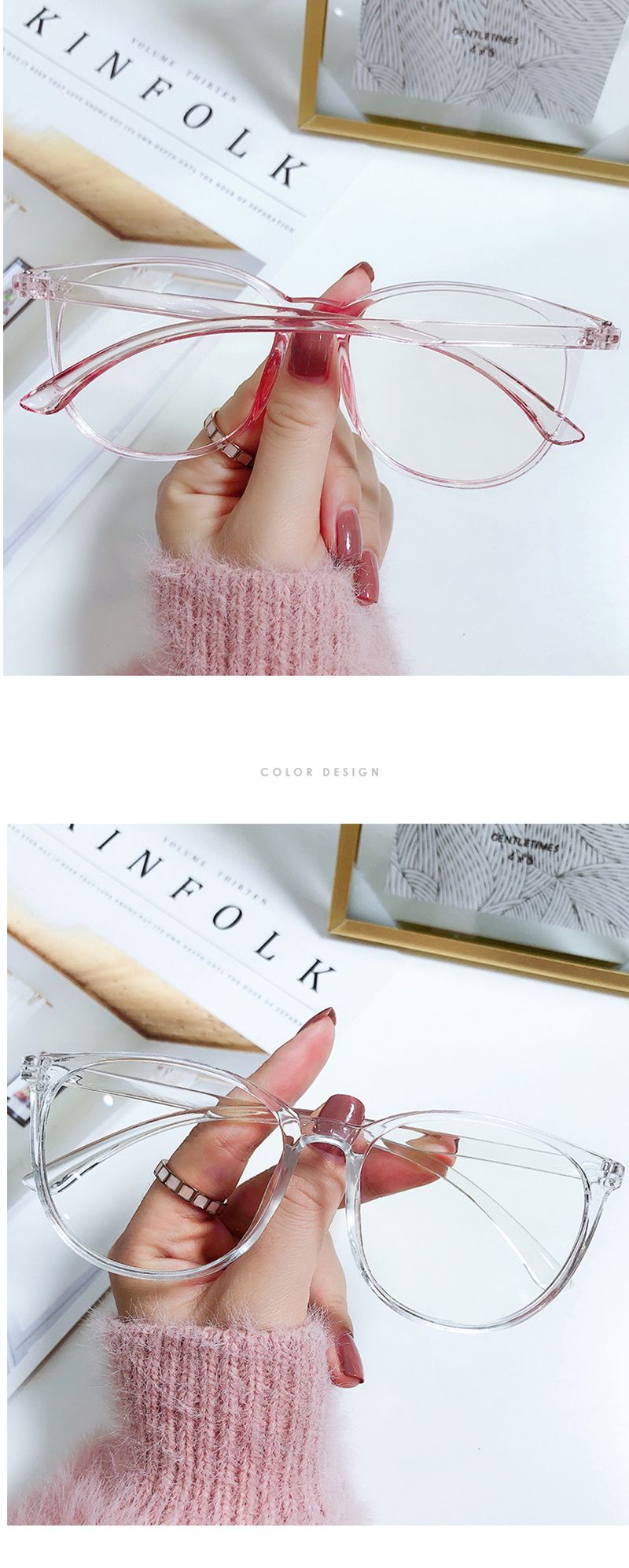 Occhiali da vista rotondi anti luce blu trasparenti da donna e da uomo, alla moda_voghion.com