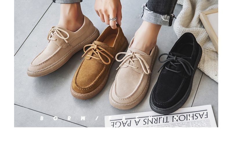 Solid Color Handmade Retro Suede Casual Shoes_voghion.com