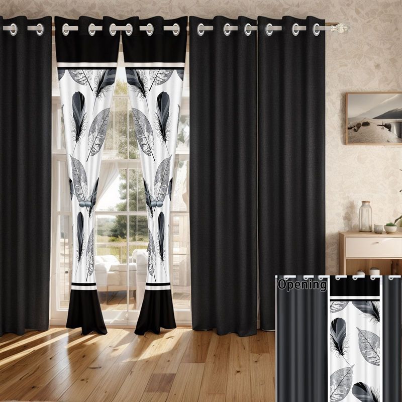9 Piece Soft All-Season Washed Microfiber Cover Set , Queen/King/Calking Bedding Set With Pillowcases,Bedspread Print Curtains & Solid Curtains,Print, Moisture-Wicking, Soft ,Cooling, Easy Care_voghion.com