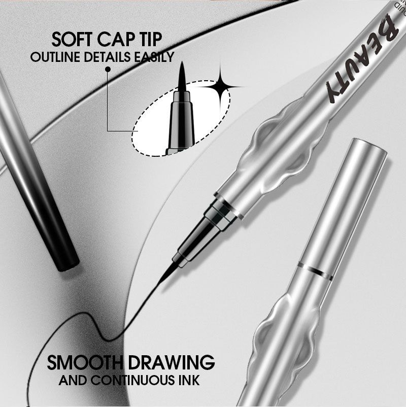 Ombretto e matita combinati, eyeliner liquido nero in penna per occhi, trucco naturale senza sbavature, asciugatura rapida, impermeabile e resistente al sudore._voghion.com