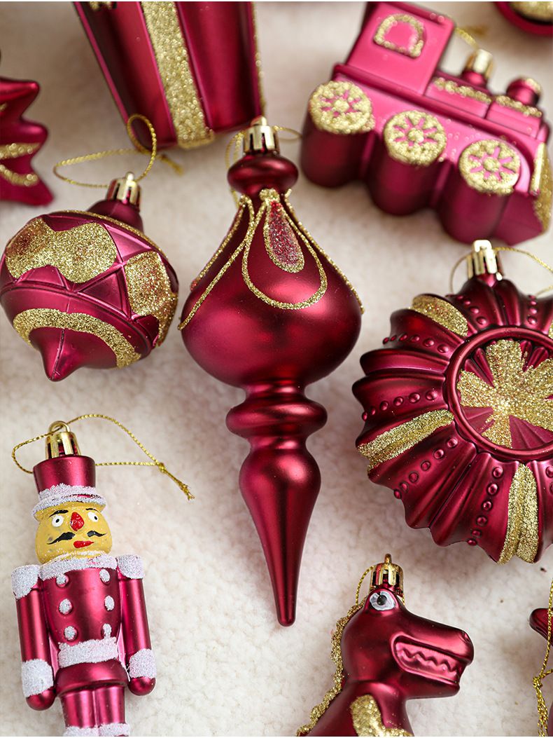 Ensemble de 18 décorations de Noël en plastique métallisé or rose – Décorations à suspendre pour sapin, couronne et décoration de table de fêtes_voghion.com